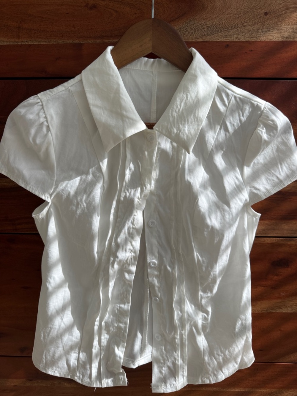 Classic White Short-Sleeve Button-Up Blouse